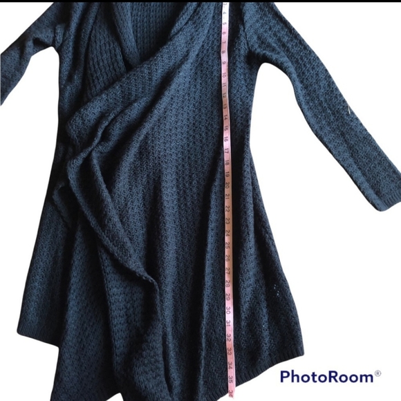 Black knit Charlotte Russe drape front Cardigan - Picture 3 of 4